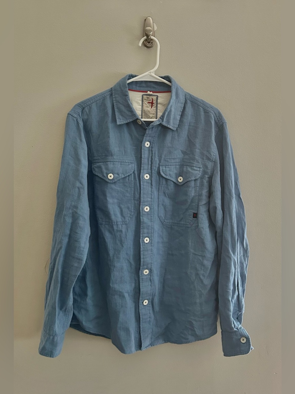 Relwen Slub Linen Workshirt Button Up Long Sleeve Shirt | Size M